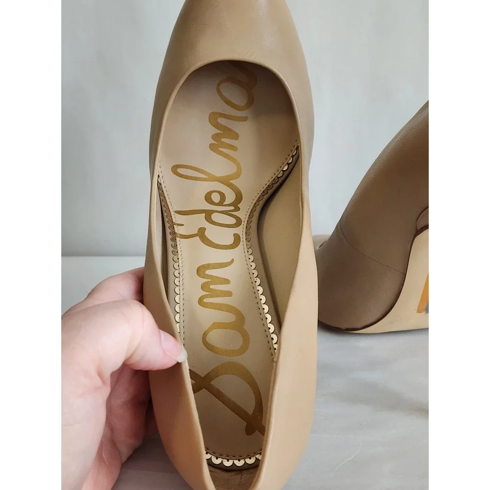 Sam Edelman Hazel Nude Leather Pointed Toe Stiletto Pumps Heels Womens 11